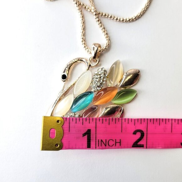 Colourful Swan Charm Pendant Necklace - Picture 5 of 8